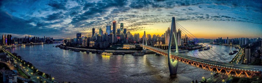 重庆两江晚景